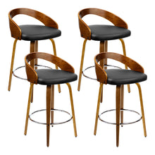 Load image into Gallery viewer, Set of 4 Walnut Wood Bar Stools - Black and Brown
