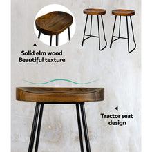 Load image into Gallery viewer, Set of 4 Elm Wood Backless Bar Stools 65cm - Black and Dark Natural
