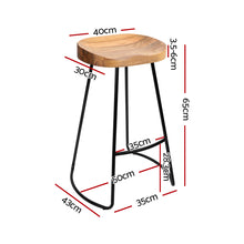 Load image into Gallery viewer, Artiss Set of 2 Elm Wood Backless Bar Stools 65cm - Black and Light Natural
