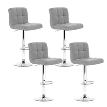 Load image into Gallery viewer, Set of 4 Fabric Swivel Bar Stools - Grey
