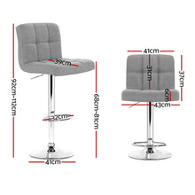 Load image into Gallery viewer, Set of 4 Fabric Swivel Bar Stools - Grey
