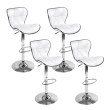 Load image into Gallery viewer, Set of 4 PU Leather Patterned Bar Stools - White and Chrome
