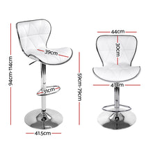 Load image into Gallery viewer, Set of 4 PU Leather Patterned Bar Stools - White and Chrome
