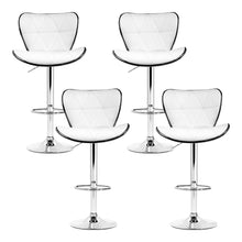 Load image into Gallery viewer, Set of 4 PU Leather Patterned Bar Stools - White and Chrome
