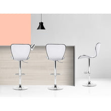 Load image into Gallery viewer, Set of 4 PU Leather Patterned Bar Stools - White and Chrome
