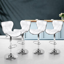 Load image into Gallery viewer, Set of 4 PU Leather Patterned Bar Stools - White and Chrome
