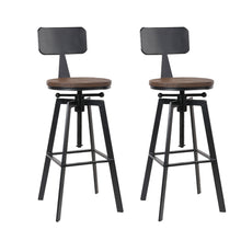 Load image into Gallery viewer, Set of 2 Rustic Industrial Style Metal Bar Stool - Black and Wood
