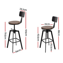 Load image into Gallery viewer, Set of 2 Rustic Industrial Style Metal Bar Stool - Black and Wood
