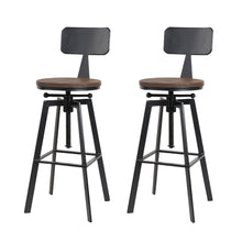 Load image into Gallery viewer, Set of 2 Rustic Industrial Style Metal Bar Stool - Black and Wood
