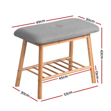 Load image into Gallery viewer, Artiss Shoe Rack Seat Bench Chair Shelf Organisers Bamboo Grey
