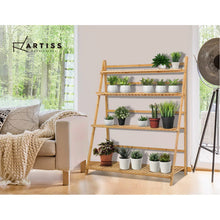 Load image into Gallery viewer, Artiss Bamboo Wooden Ladder Shelf Plant Stand Foldable
