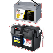 Load image into Gallery viewer, Giantz 100Ah Deep Cycle Battery &amp; Battery Box 12V AGM Marine Sealed Power Solar Caravan 4WD Camping
