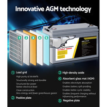 Load image into Gallery viewer, Giantz 100Ah Deep Cycle Battery &amp; Battery Box 12V AGM Marine Sealed Power Solar Caravan 4WD Camping
