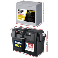 Load image into Gallery viewer, Giantz 75Ah Deep Cycle Battery &amp; Battery Box 12V AGM Marine Sealed Power Solar Caravan 4WD Camping
