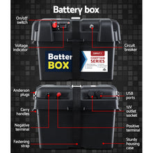 Load image into Gallery viewer, Giantz 75Ah Deep Cycle Battery &amp; Battery Box 12V AGM Marine Sealed Power Solar Caravan 4WD Camping
