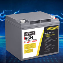 Load image into Gallery viewer, Giantz AGM Battery 12V 60Ah Deep Cycle Box Portable Solar Caravan Camping
