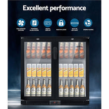 Load image into Gallery viewer, Devanti Bar Fridge 2 Glass Door Commercial Display Freeer Drink Beverage Cooler Black
