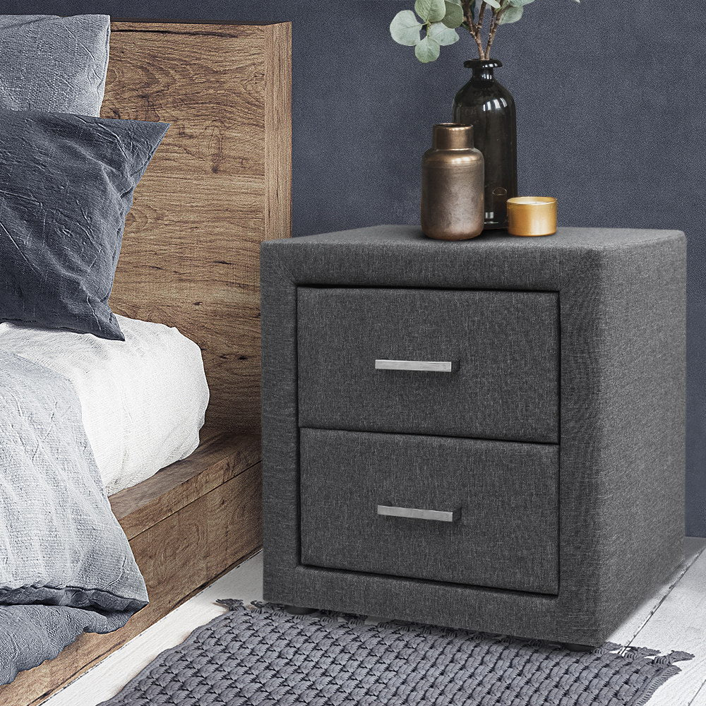 Fabric Bedside Table - Grey 1 PC