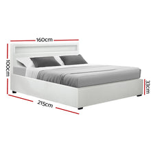 Load image into Gallery viewer, Artiss Cole LED Bed Frame PU Leather Gas Lift Storage - White Queen
