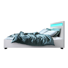 Load image into Gallery viewer, Artiss Cole LED Bed Frame PU Leather Gas Lift Storage - White Queen
