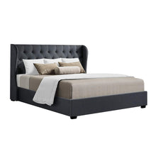 Load image into Gallery viewer, Artiss Issa Bed Frame Fabric Gas Lift Storage - Charcoal King
