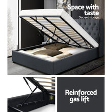 Load image into Gallery viewer, Artiss Issa Bed Frame Fabric Gas Lift Storage - Charcoal King
