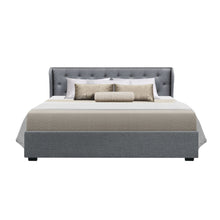 Load image into Gallery viewer, Artiss Issa Bed Frame Fabric Gas Lift Storage - Grey King
