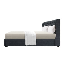 Load image into Gallery viewer, Artiss Issa Bed Frame Fabric Gas Lift Storage - Charcoal Queen
