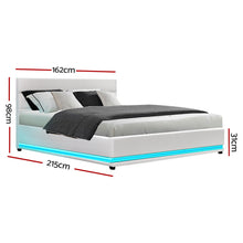Load image into Gallery viewer, Lumi LED PU Leather Gas Lift with Storage White Queen Bed Frame
