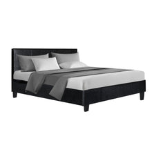 Load image into Gallery viewer, Artiss Bed Frame Double Size Base Mattress Platform Leather Wooden Black NEO
