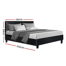 Load image into Gallery viewer, Artiss Bed Frame Double Size Base Mattress Platform Leather Wooden Black NEO
