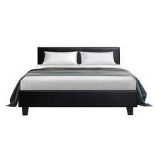 Load image into Gallery viewer, Artiss Bed Frame Double Size Base Mattress Platform Leather Wooden Black NEO
