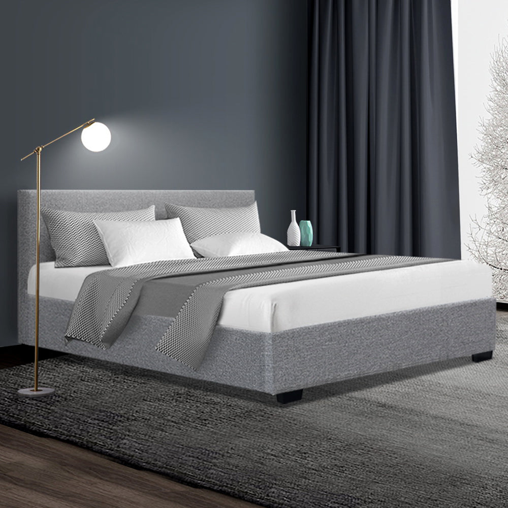 Fabric Grey Double Bed Frame