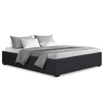 Load image into Gallery viewer, Queen Size Fabric Charcoal Gas Lift Bed Frame with Storage without Headboard
