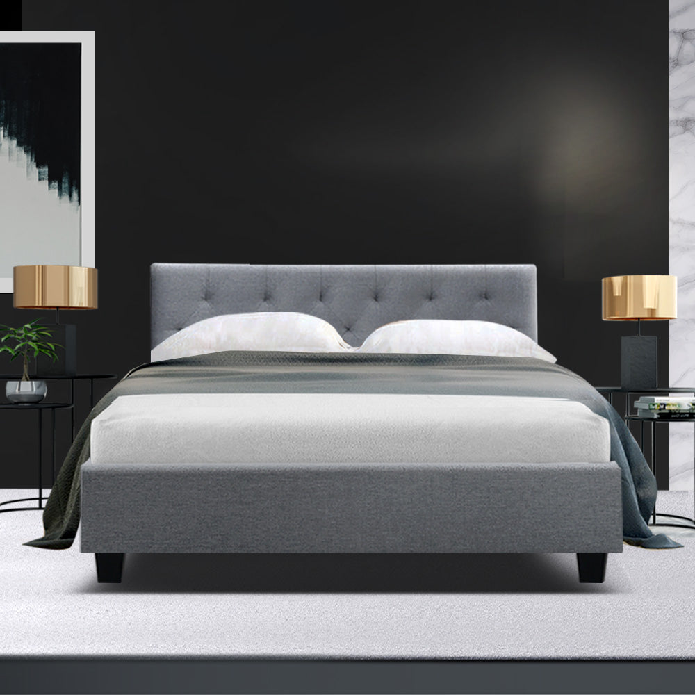 Fabric Grey Double Bed Frame