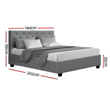 Load image into Gallery viewer, Artiss Vila Bed Frame Fabric Gas Lift Storage - Grey Double
