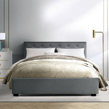 Load image into Gallery viewer, Artiss Vila Bed Frame Fabric Gas Lift Storage - Grey Double

