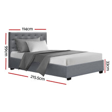 Load image into Gallery viewer, Artiss Vila Bed Frame Fabric Gas Lift Storage - Grey King Single
