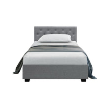 Load image into Gallery viewer, Artiss Vila Bed Frame Fabric Gas Lift Storage - Grey King Single

