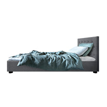 Load image into Gallery viewer, Artiss Vila Bed Frame Fabric Gas Lift Storage - Grey King Single
