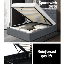 Load image into Gallery viewer, Artiss Vila Bed Frame Fabric Gas Lift Storage - Grey King Single
