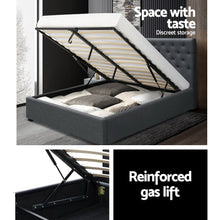 Load image into Gallery viewer, Artiss Vila Bed Frame Fabric Gas Lift Storage - Charcoal Queen
