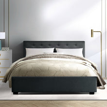 Load image into Gallery viewer, Artiss Vila Bed Frame Fabric Gas Lift Storage - Charcoal Queen
