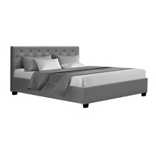 Load image into Gallery viewer, Artiss Vila Bed Frame Fabric Gas Lift Storage - Grey Queen

