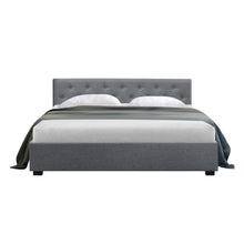 Load image into Gallery viewer, Artiss Vila Bed Frame Fabric Gas Lift Storage - Grey Queen
