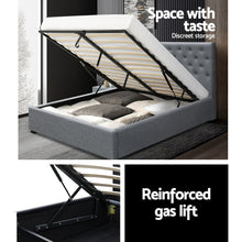 Load image into Gallery viewer, Artiss Vila Bed Frame Fabric Gas Lift Storage - Grey Queen

