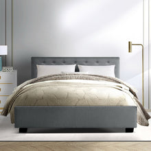Load image into Gallery viewer, Artiss Vila Bed Frame Fabric Gas Lift Storage - Grey Queen
