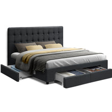 Load image into Gallery viewer, Artiss Avio Bed Frame Fabric Storage Drawers - Charcoal Double
