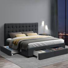 Load image into Gallery viewer, Artiss Avio Bed Frame Fabric Storage Drawers - Charcoal Double
