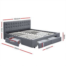 Load image into Gallery viewer, Fabric Grey King Bed Frame
